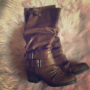 Brown heeled boots