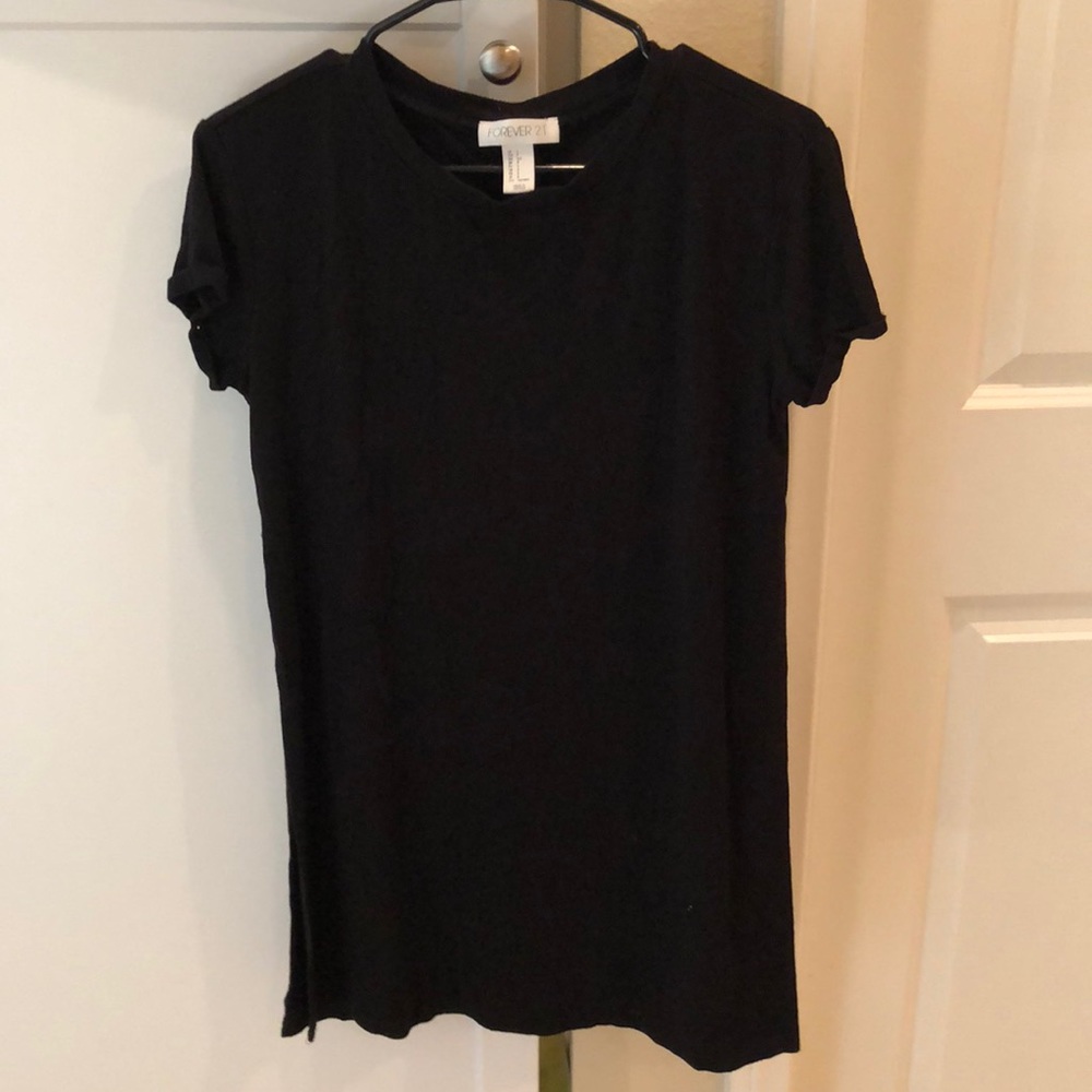 black t-shirt with slits on the sides