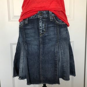 Guess Paneled Jean Skirt with Frayed Hem