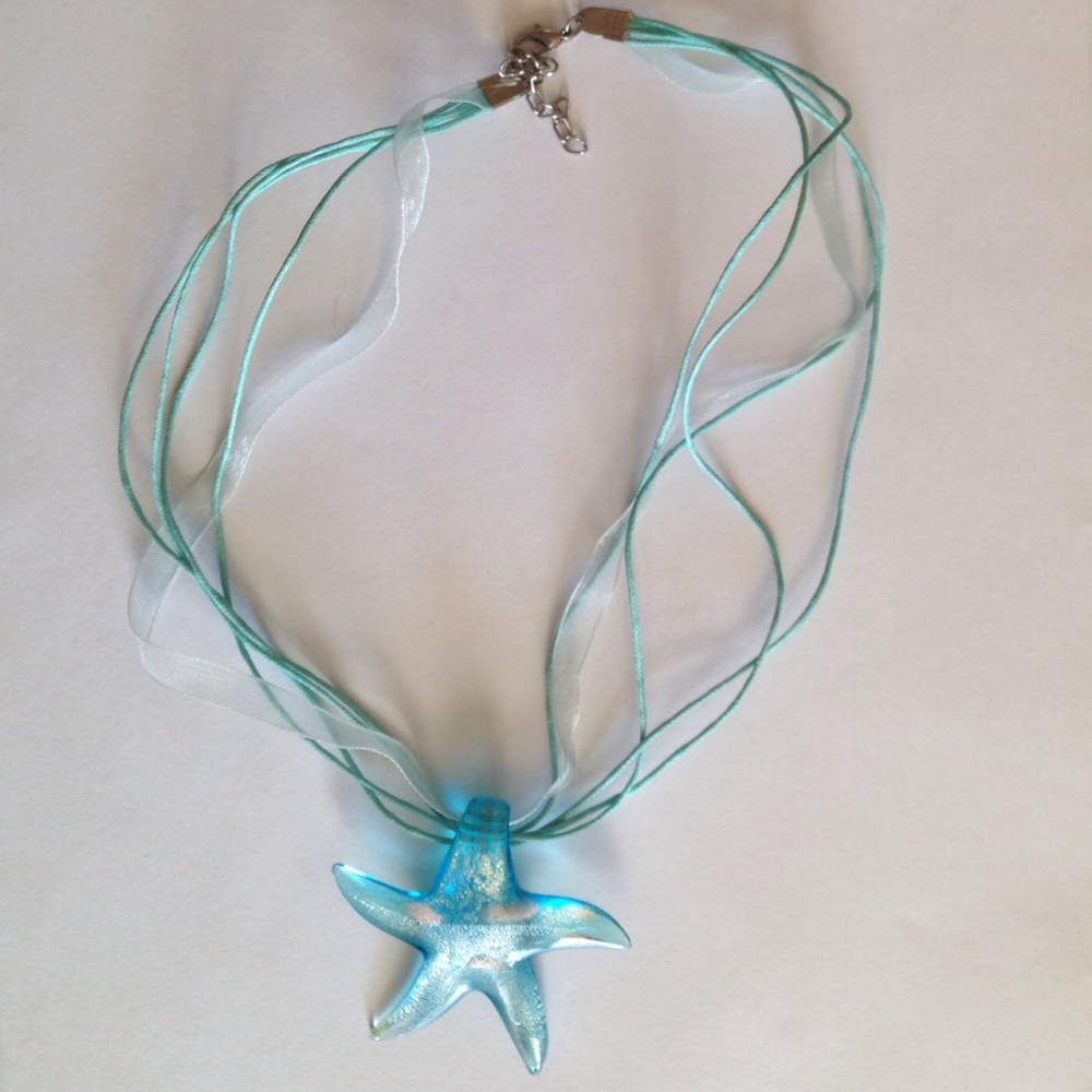 🎁*Genuine Murano Hand-BlownGlass Starfish Pendant