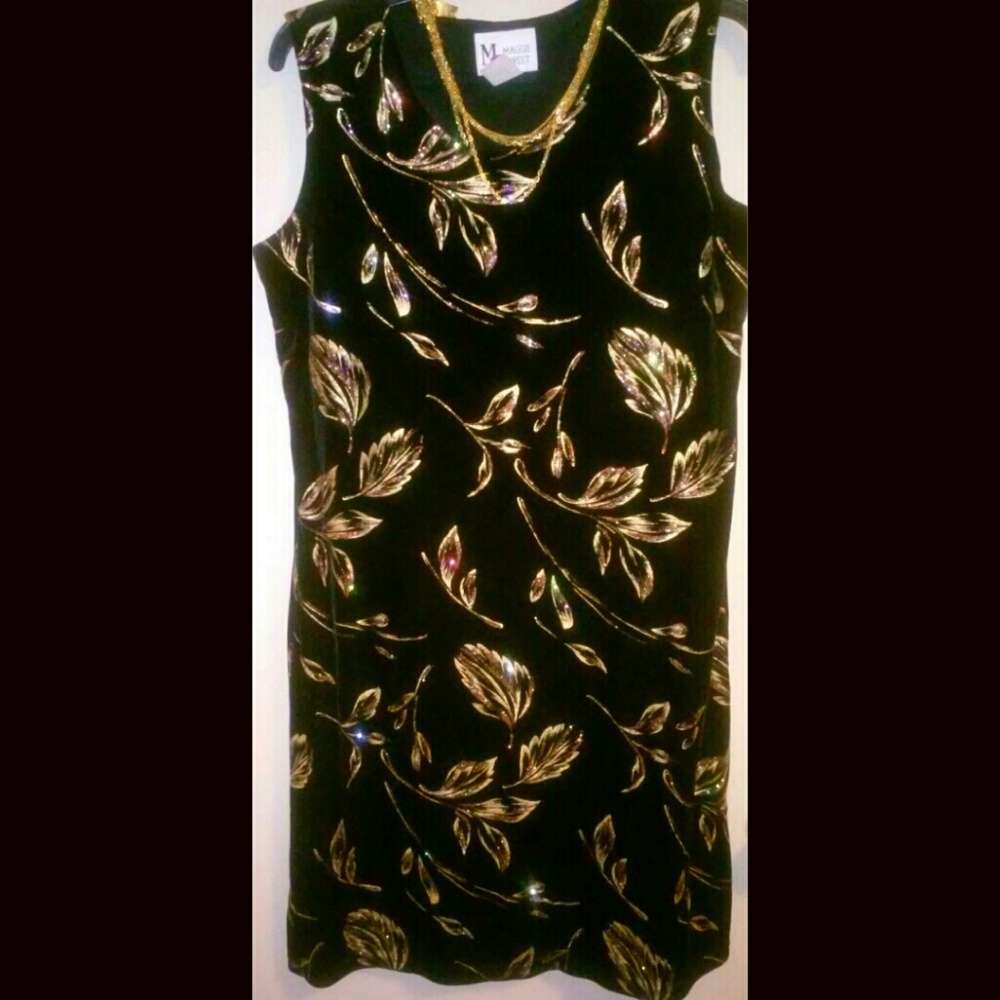 Velvet Gold And Black Dress