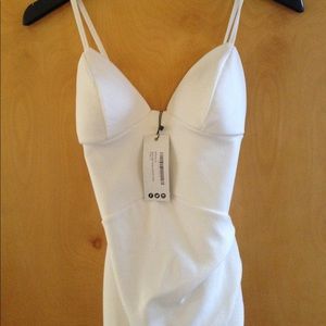 BooHoo white asymmetrical dress