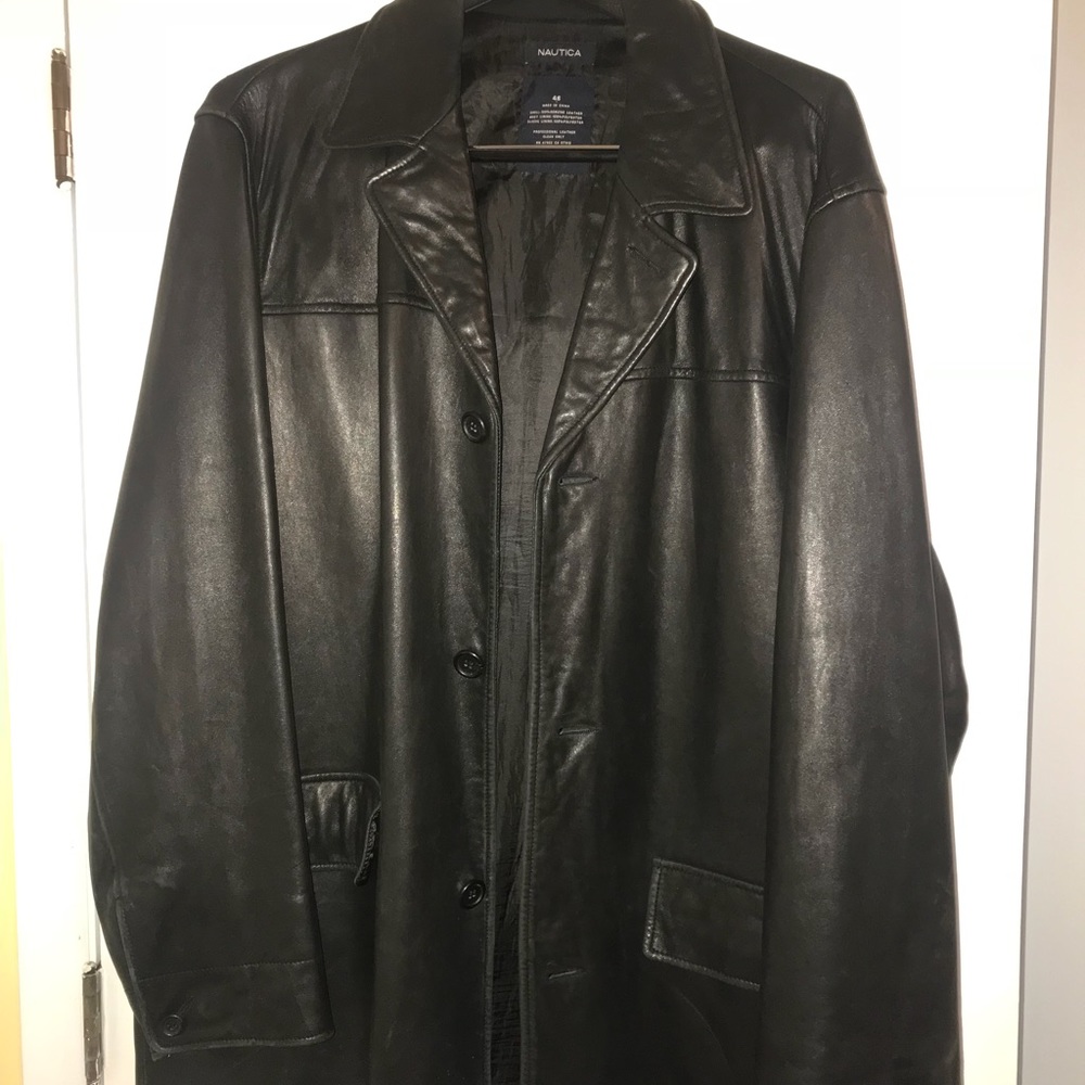 Genuine Nautica black leather men’s jacket