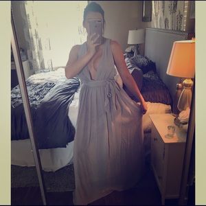 Grey Chiffon Flowy Gown