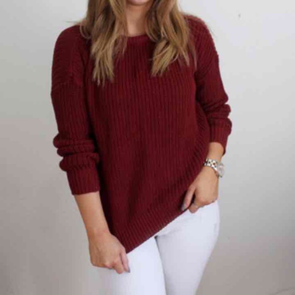American Apparel Maroon Fisherman's Sweater Small