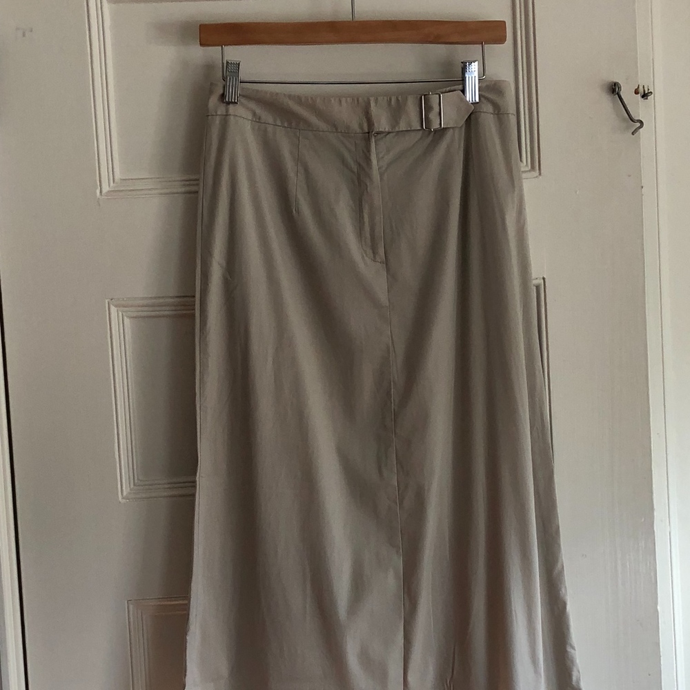 Khaki, lightweight full length skirt
