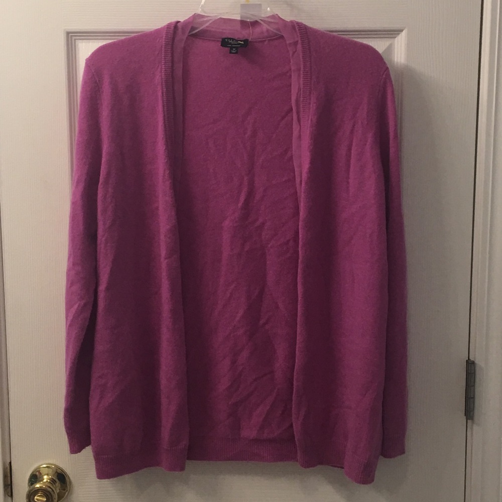 Talbots 100% Cashmere Open Drape Front Cardigan M
