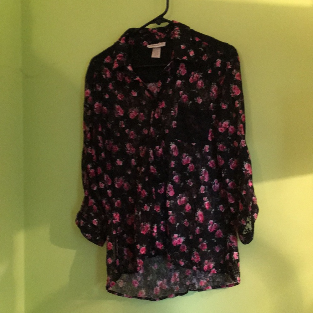 Blouse with rose print