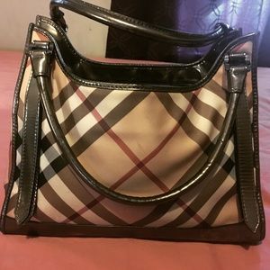 Large Burberry Metallic Leather Nova Check Tote