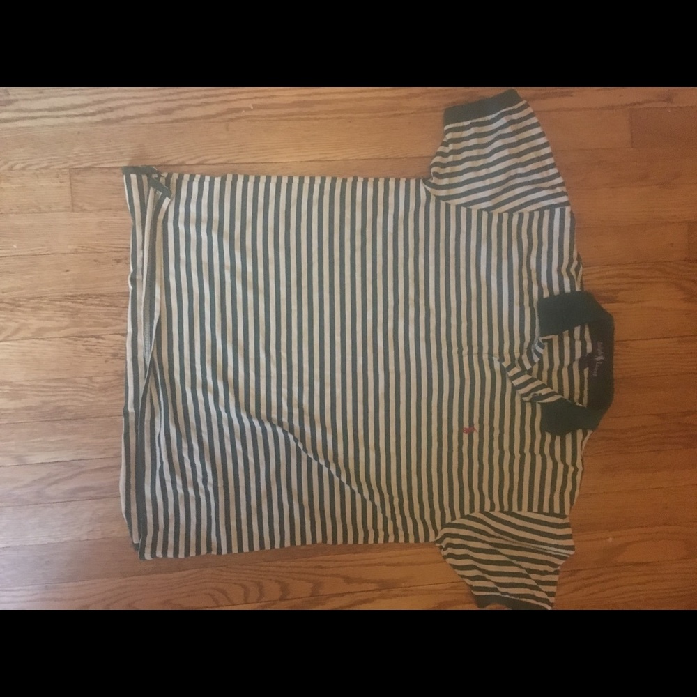 Green white striped Ralph Lauren polo