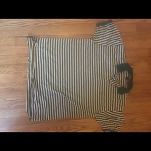 Green white striped Ralph Lauren polo
