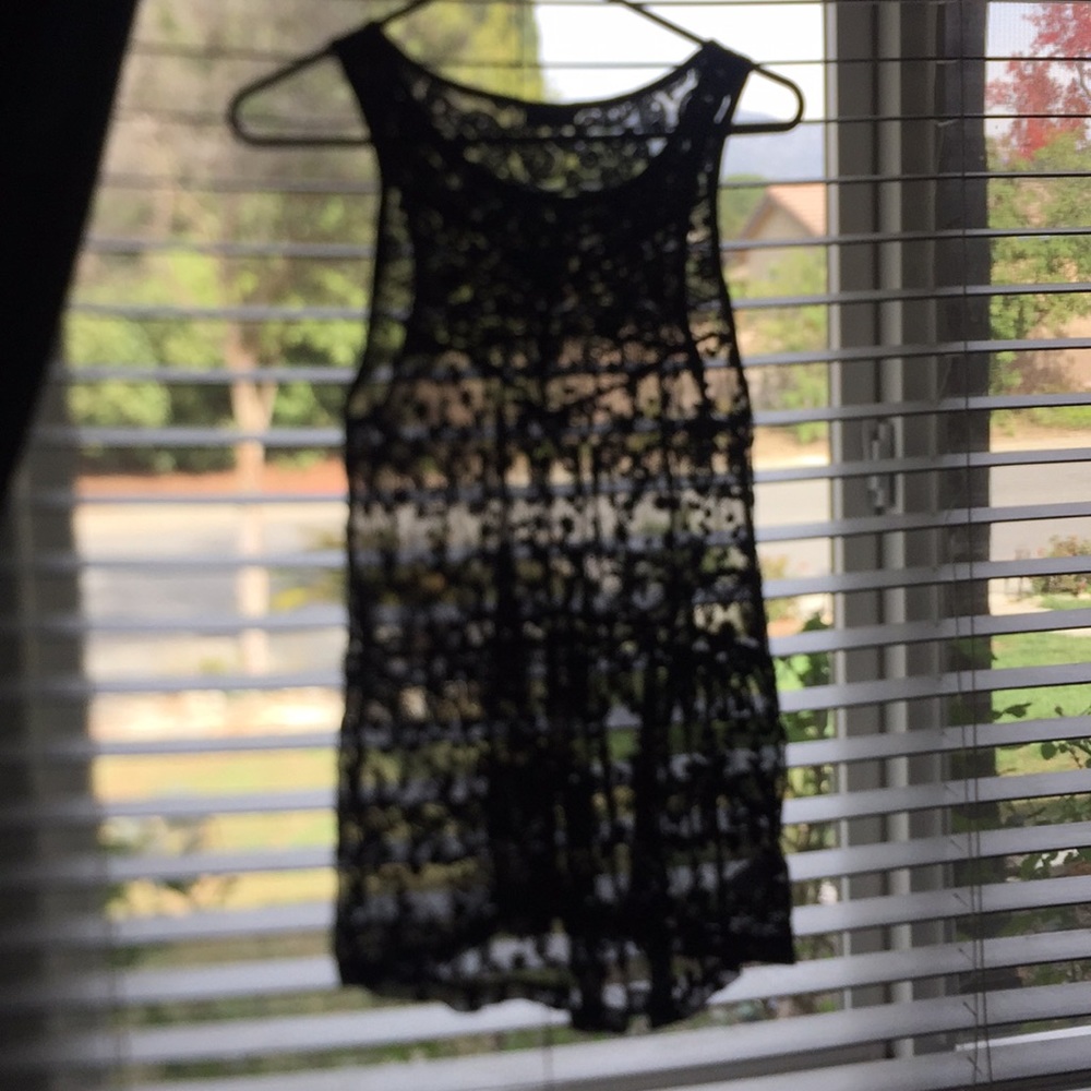 Embroidered mesh tank top