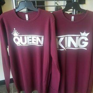 King and Queen sweat shirt sold individually