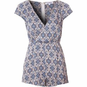 GLAMOROUS Paisley Cross-Over Romper in Stone Small