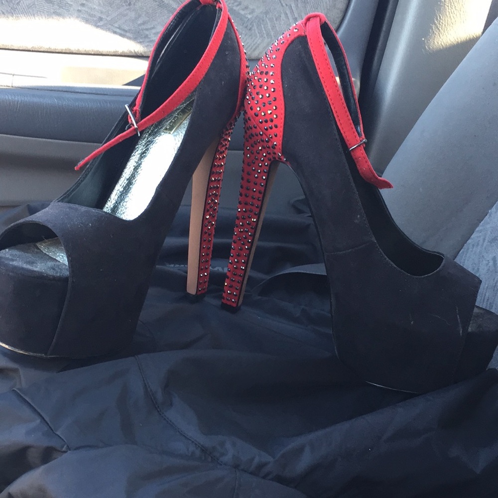 Black and red heels.