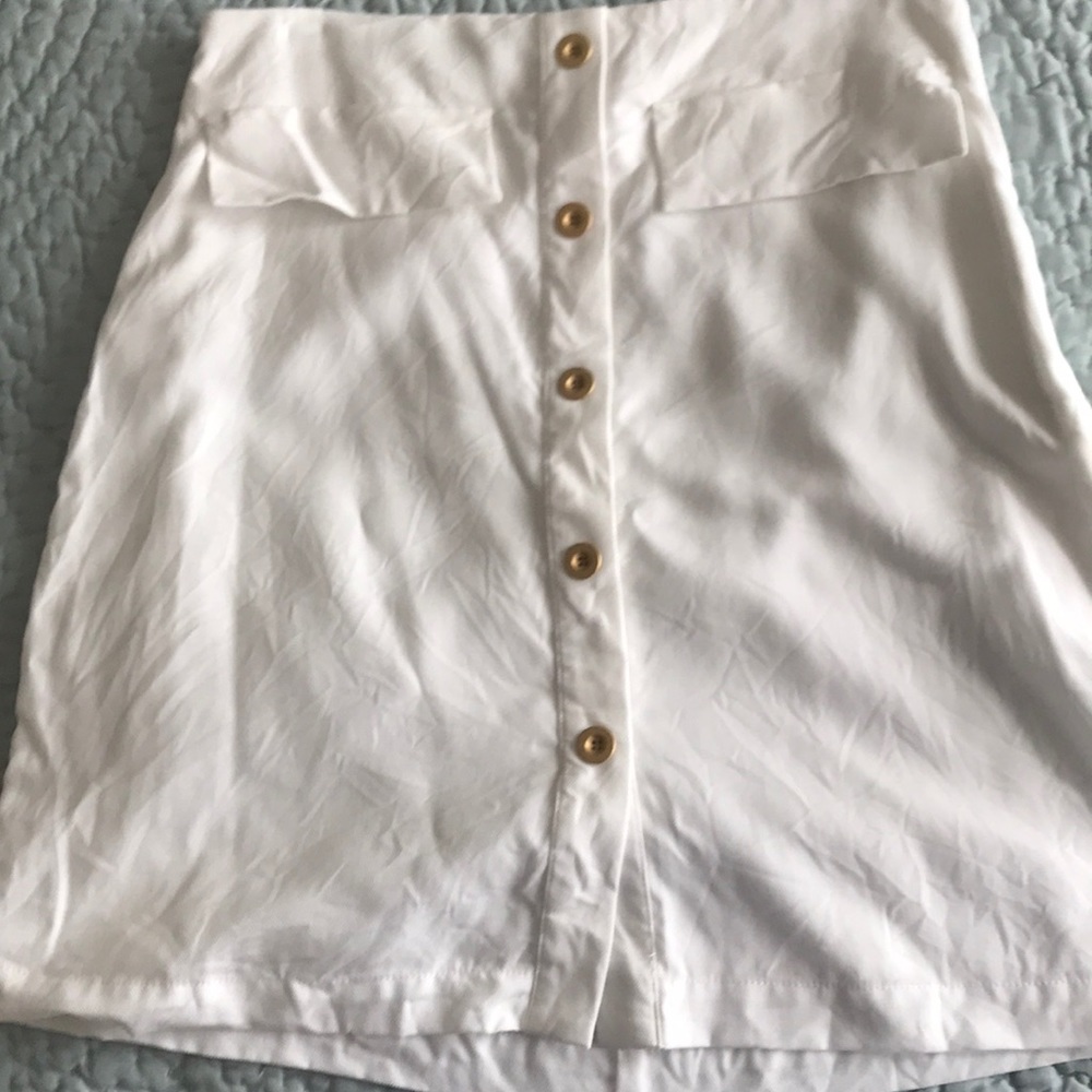White Skirt with gold buttons