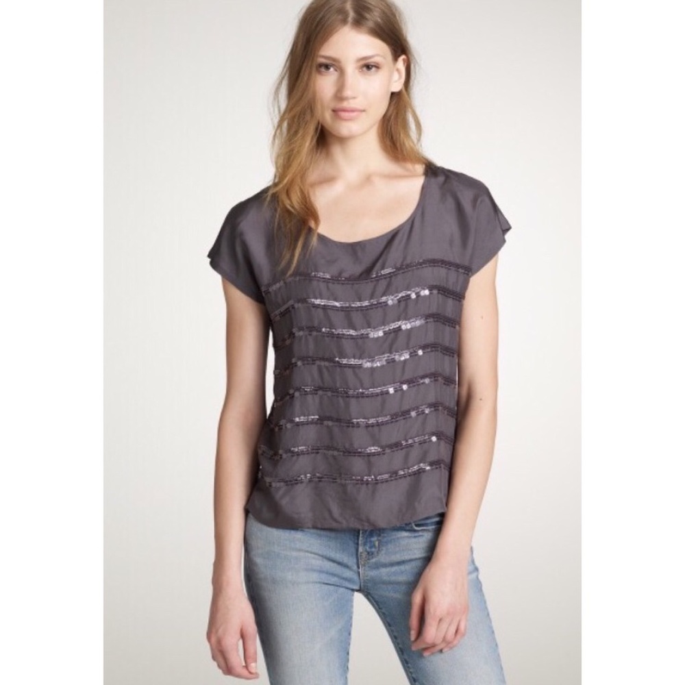 J.Crew Sequins Row Silk Tee