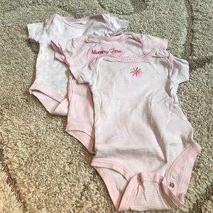 Lot of 3 Short Sleeve Onsies. Pink and white