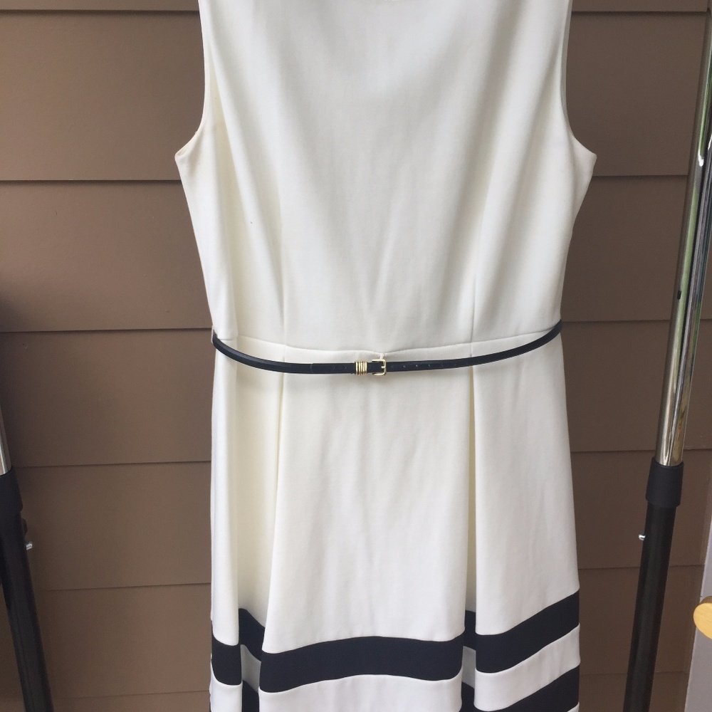 Calvin Klein Off White Sleeveless dress with belt