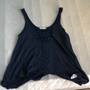 Navy blue sparkle tank top