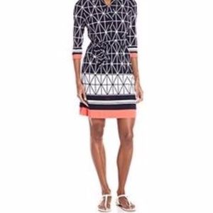 Beautiful Black White & Coral Sandra Darren Dress