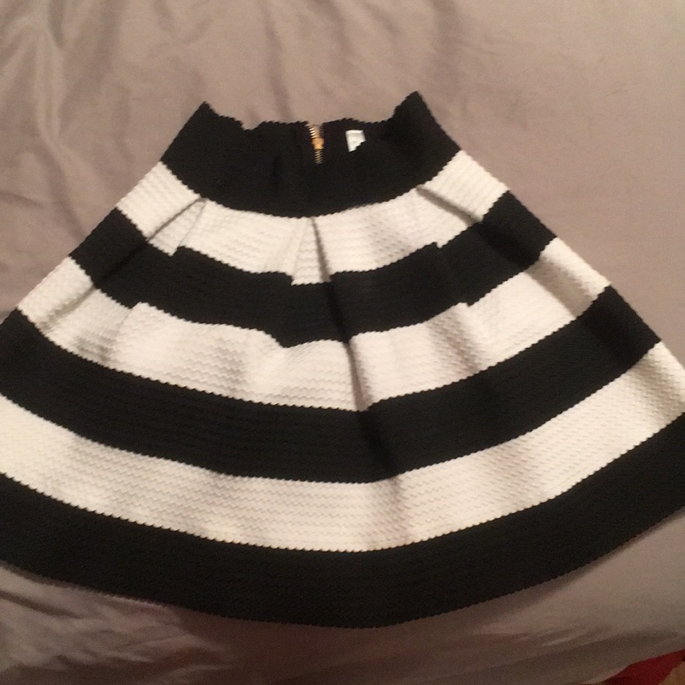 Black and white Horizontal Stripped Skirt.