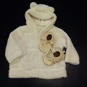 Freshly Picked moccasins and Baby GAP jacket