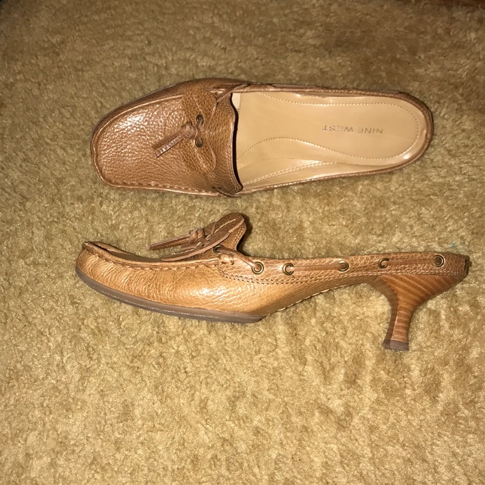 Nine West Leather slip on heels