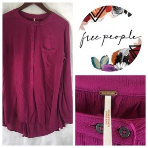 Free people tunic blouse long high low sz small