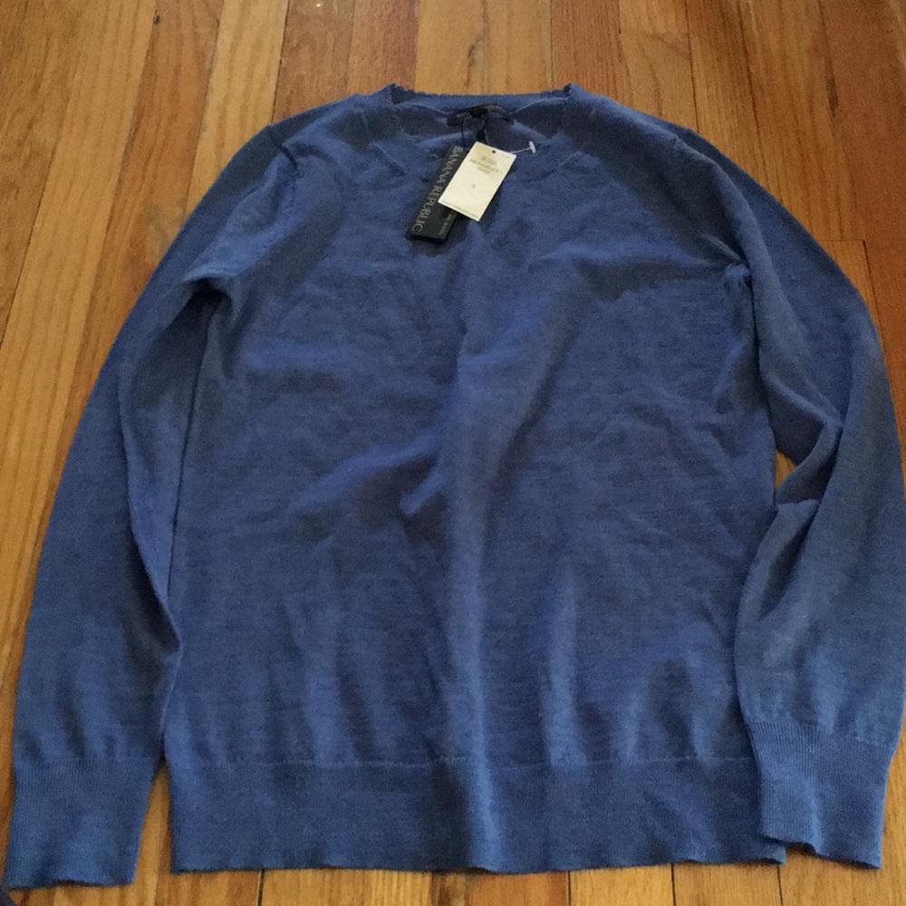 Banana Republic scallopedge blue wool sweater!