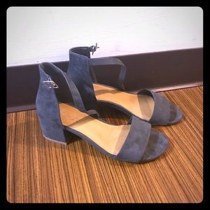Grey low heeled sandals