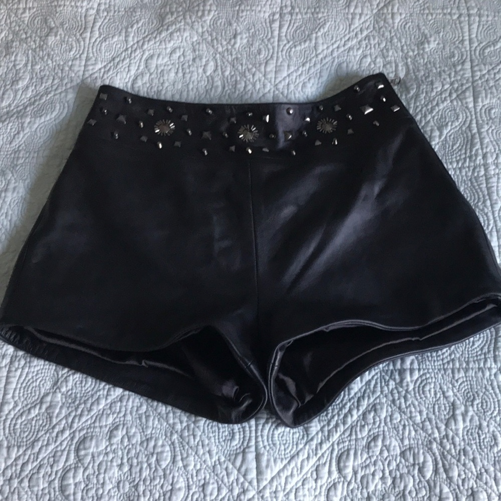 Studded leather shorts