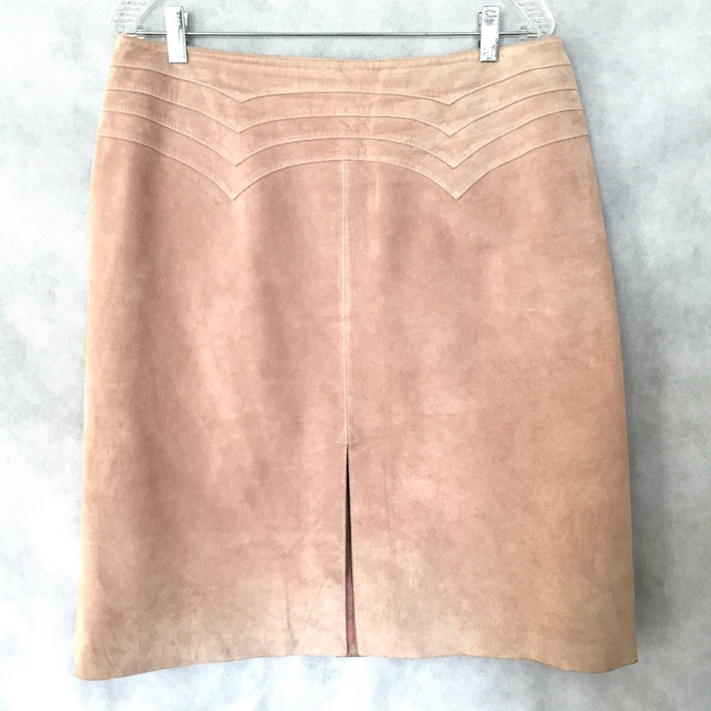 Blush Pink Suede Pencil Skirt