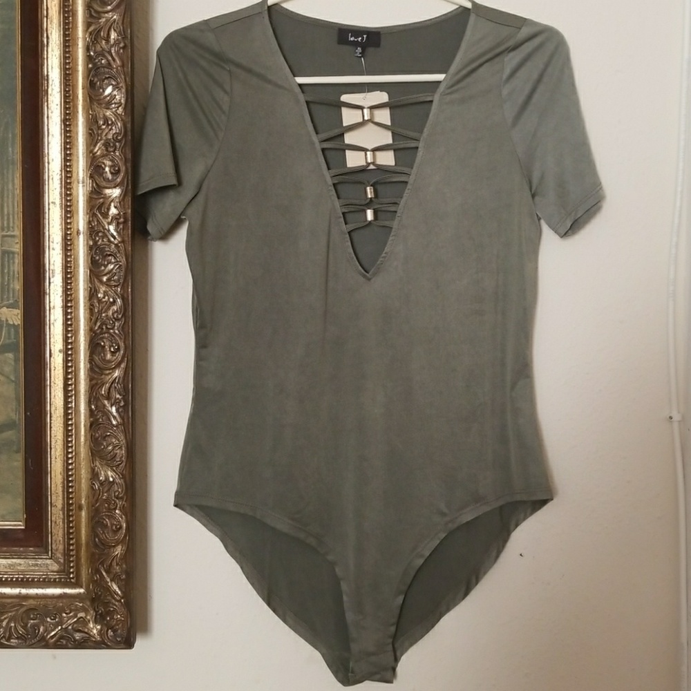 Love j Olive Green bodysuit top size XL