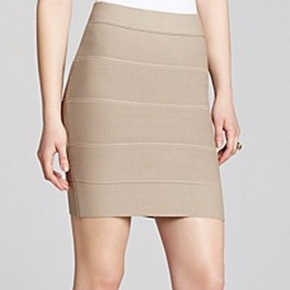 BCBGMaxAzria Taupe Simone Power Mini Skirt