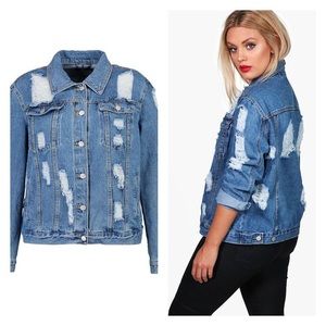 Boohoo Eve Oversized Super Distressed Denim Jacket