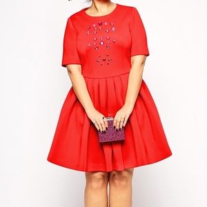 ASOS Curve Premium Skater Dress with Gemstones