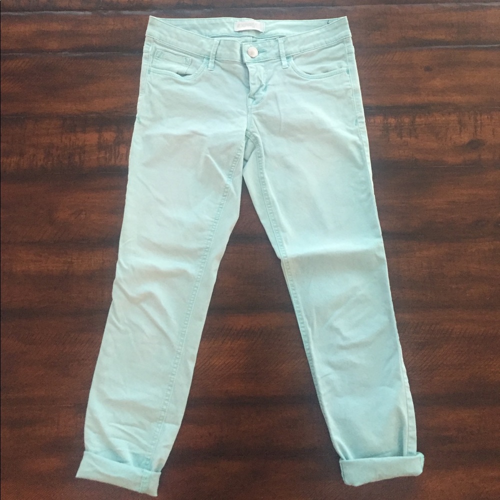 Express Mint Green Skinny Ankle Jeans