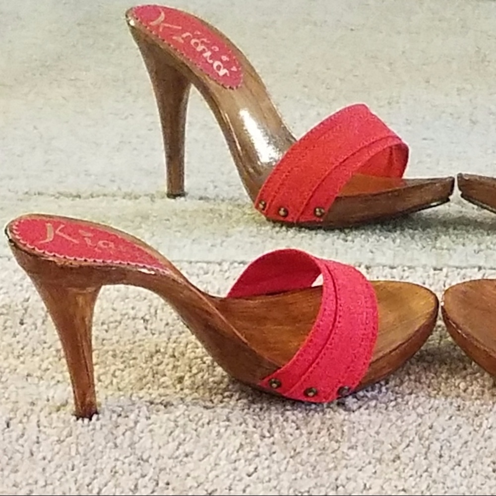 Sexy red mini platform slide high heel sandals