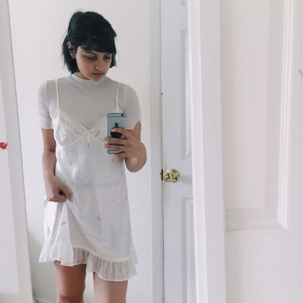 Embroidered Silk Slip