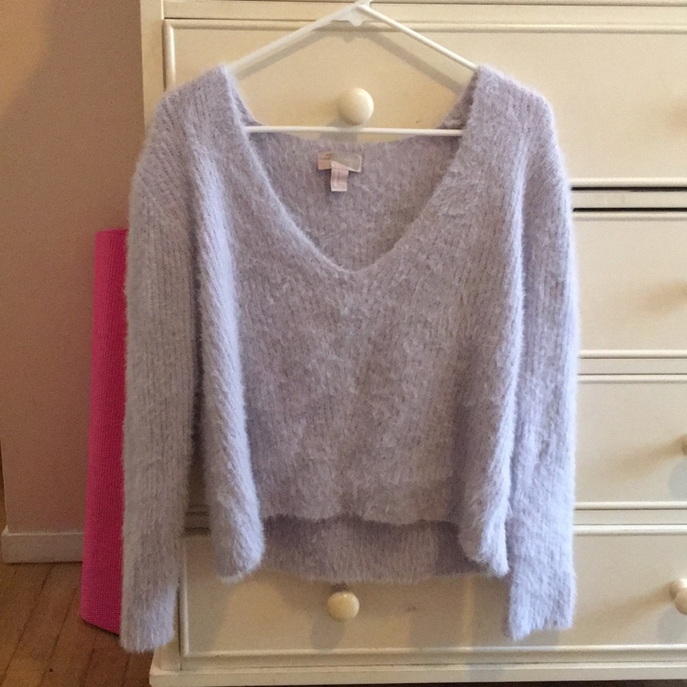 Fuzzy purple sweater