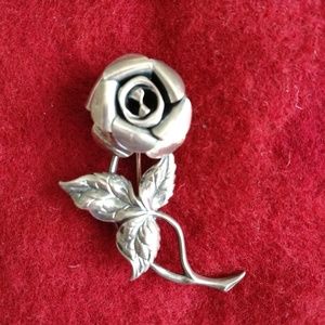 Vintage BEAU Sterling 1940s Rose Pin