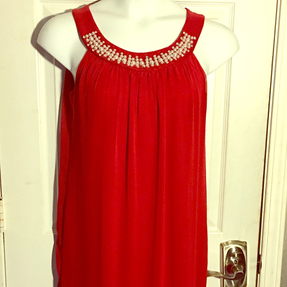 NWT Fabulous flowing red dress with bling sz8