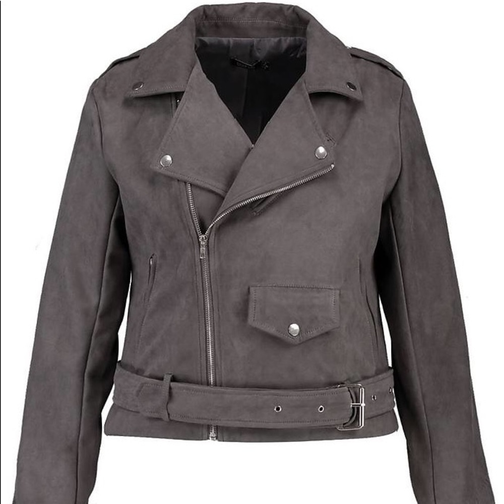NEW! Boohoo Plus Izzy Belted Suedette Jacket