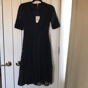 Free people black lace midis dress, minor flaw
