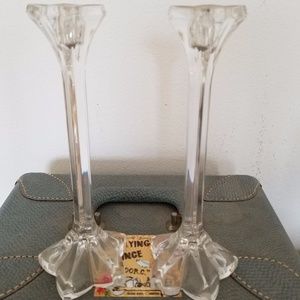 Beautiful Vintage  Mikasa Cambridge Led Crystal Petal Candlesticks