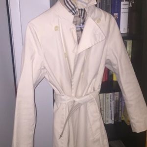 White Burberry trench