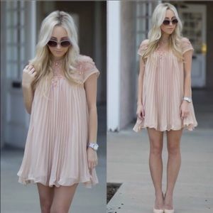 Pink Babydoll Embroidered Dress 👗