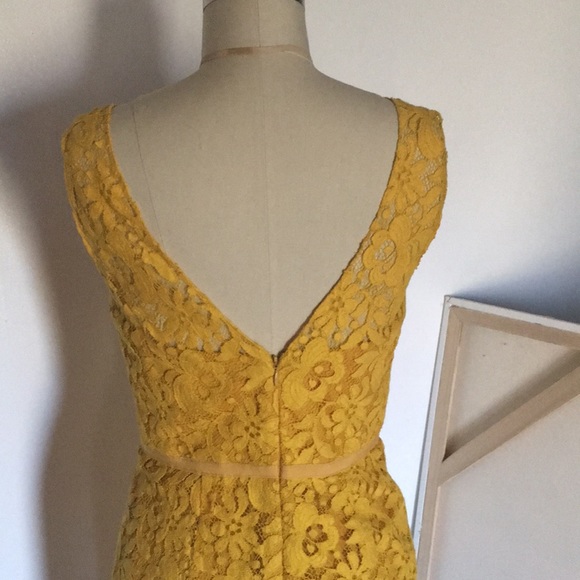 Jenny Yoo 'Harlow' Tea Lace Sheath Yellow Dress - Picture 4 of 5
