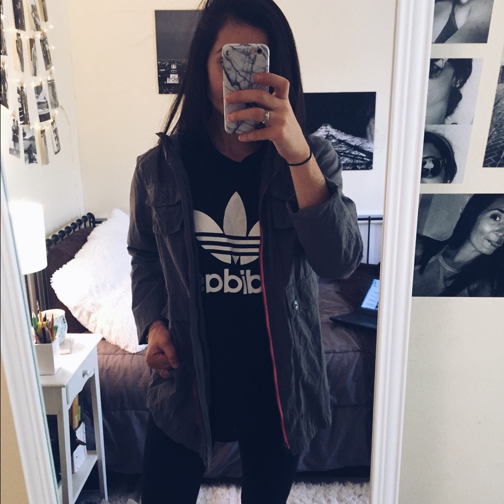 grey light zip up jacket
